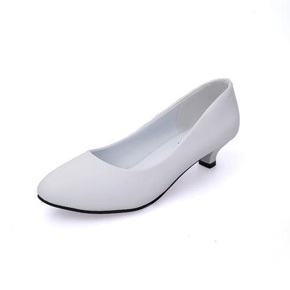 Round Toe Women's Shoes Large Size Thick Heel