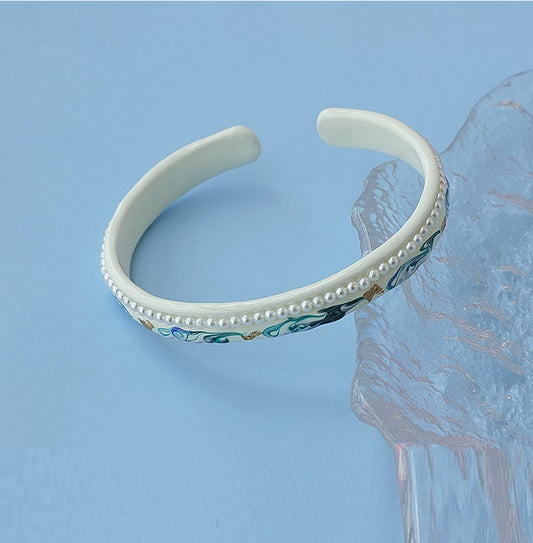 Elegant And Gentle Antique Hand-painted Gold Foil Hand-drip Oil Bracelet