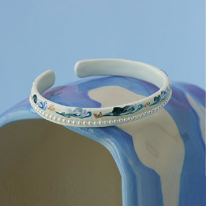 Elegant And Gentle Antique Hand-painted Gold Foil Hand-drip Oil Bracelet