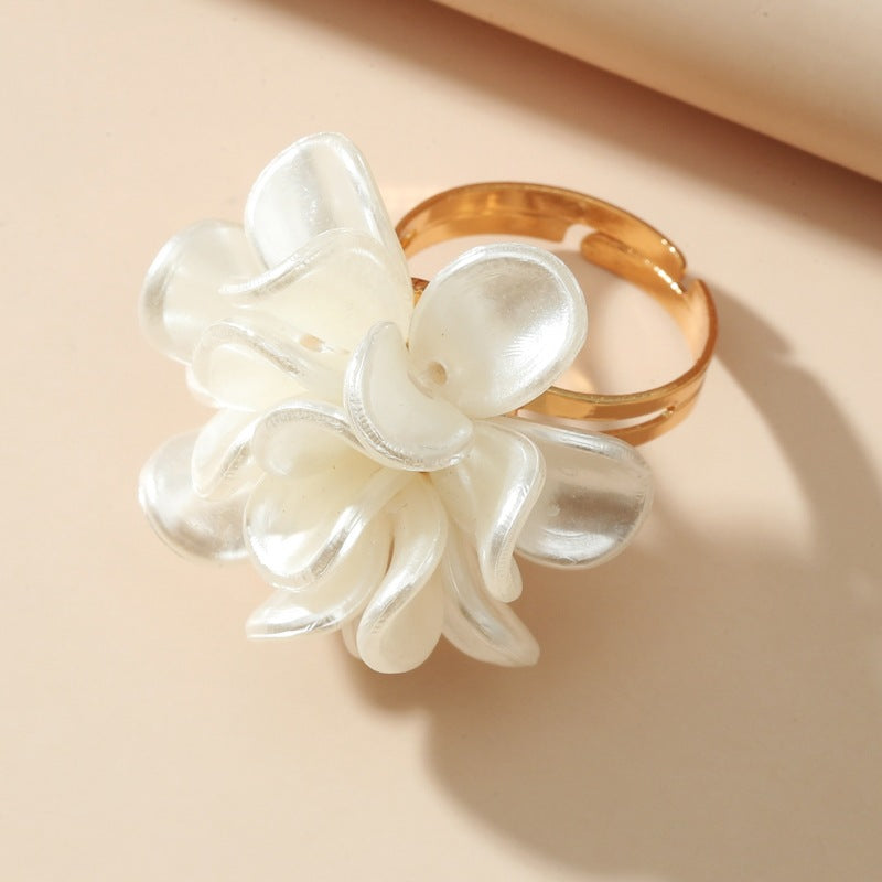 Style Exaggerated Personalized Fashion Elegant French Gentle Camellia Ring