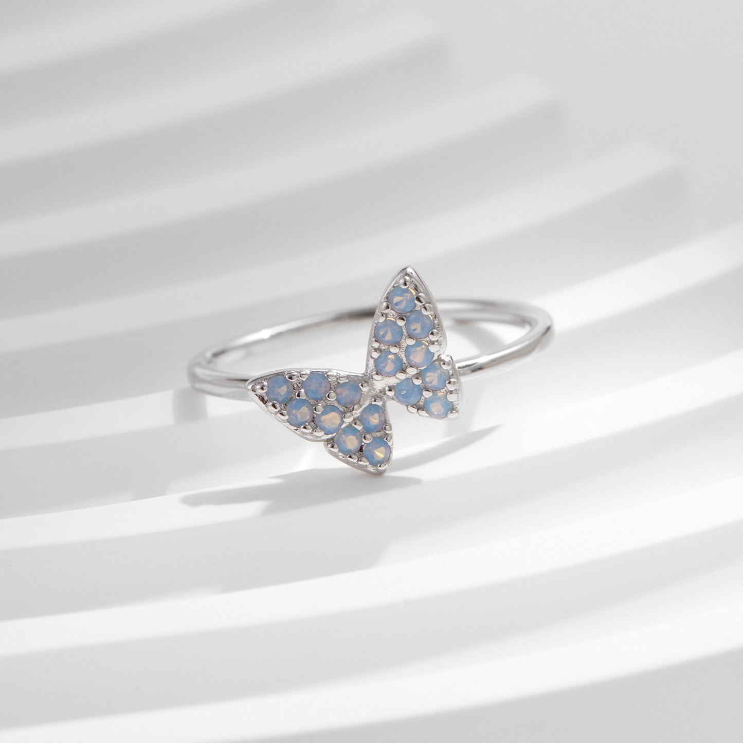 S925 Silver Gentle Fairy Good-looking Crystal Butterfly Ring