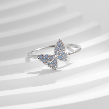 S925 Silver Gentle Fairy Good-looking Crystal Butterfly Ring