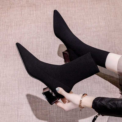 Thin Skinny Women's High Heeled Pointed Ankle Boots