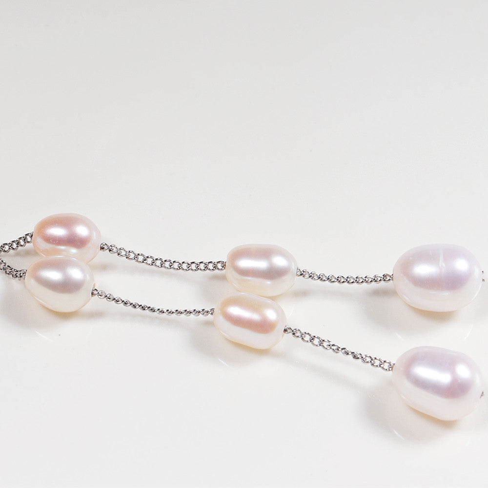 Gradient Pearl Ear String Special-interest Design Long Temperament Earrings Gentle Beautiful
