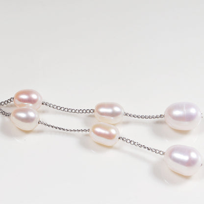Gradient Pearl Ear String Special-interest Design Long Temperament Earrings Gentle Beautiful