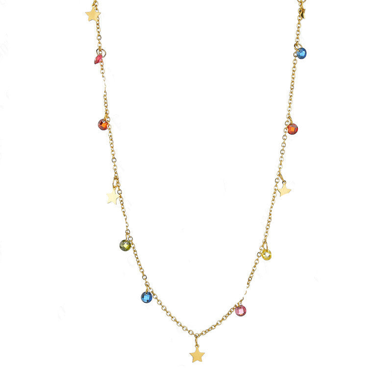 Love Star Exquisite Zircon Gentle Wind Temperament Simple Clavicle Chain