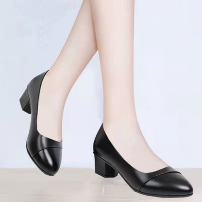 Female Low Heel Soft Bottom Comfortable And Non-slip Fashion Leather Shoes