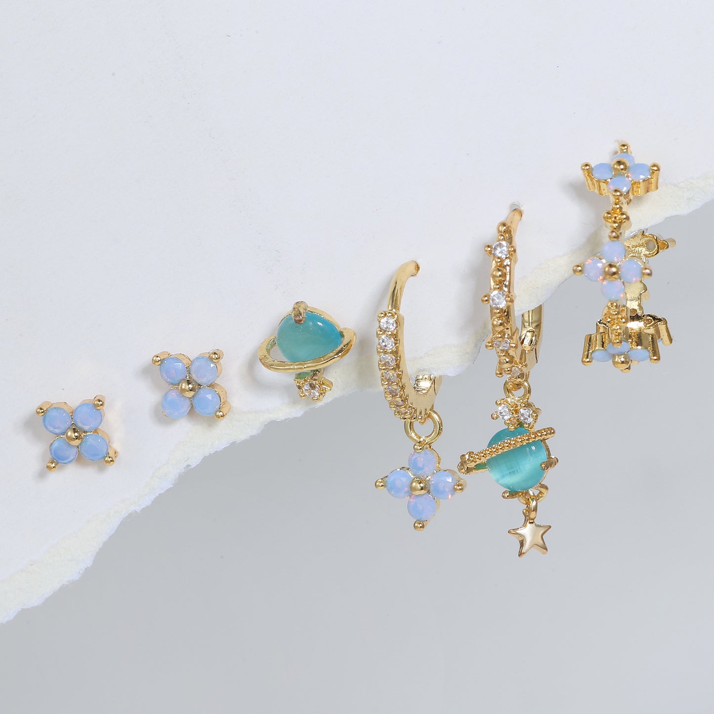 Korean Style Elegant Six Pieces Ornament Cute Sweet Girly Temperamental Gentle Exquisite Earrings