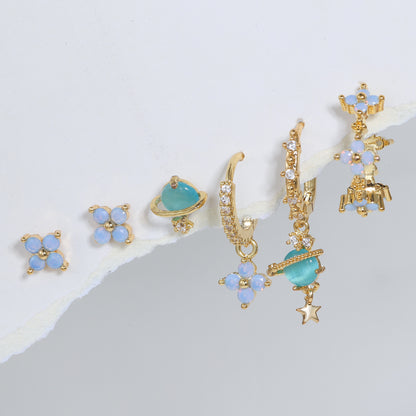 Korean Style Elegant Six Pieces Ornament Cute Sweet Girly Temperamental Gentle Exquisite Earrings