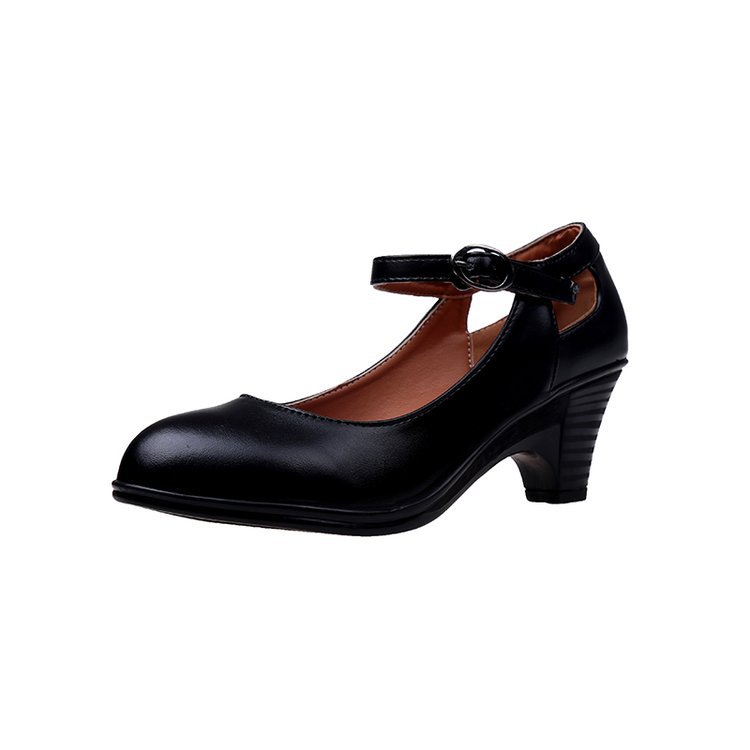 Shallow Cut Out Thick Heel Women's Shoes
