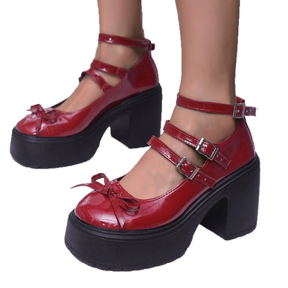 Women's Thick-soled Lace-up Loafers Fall Versatile British Leather Shoes