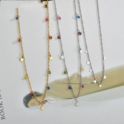 Love Star Exquisite Zircon Gentle Wind Temperament Simple Clavicle Chain