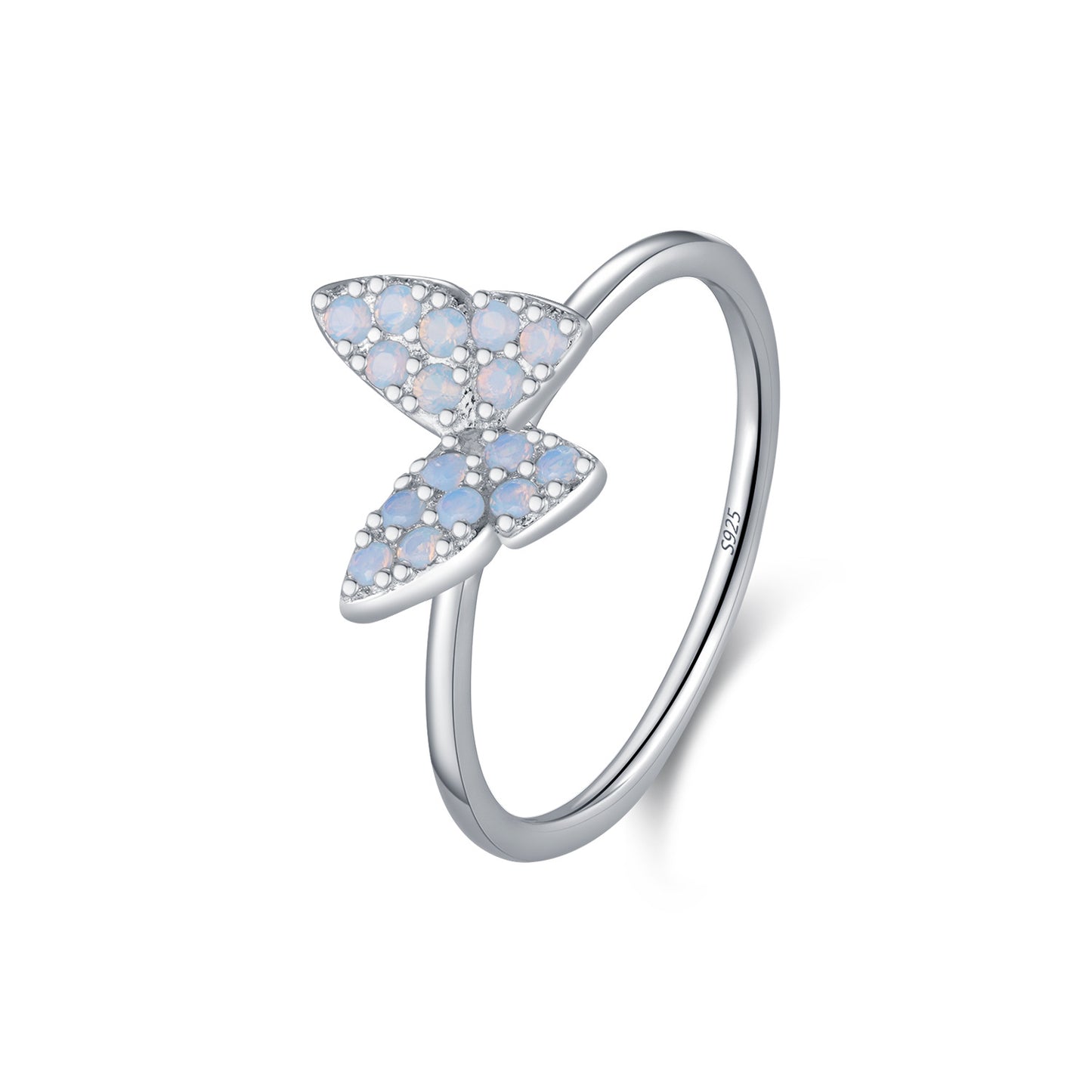 S925 Silver Gentle Fairy Good-looking Crystal Butterfly Ring