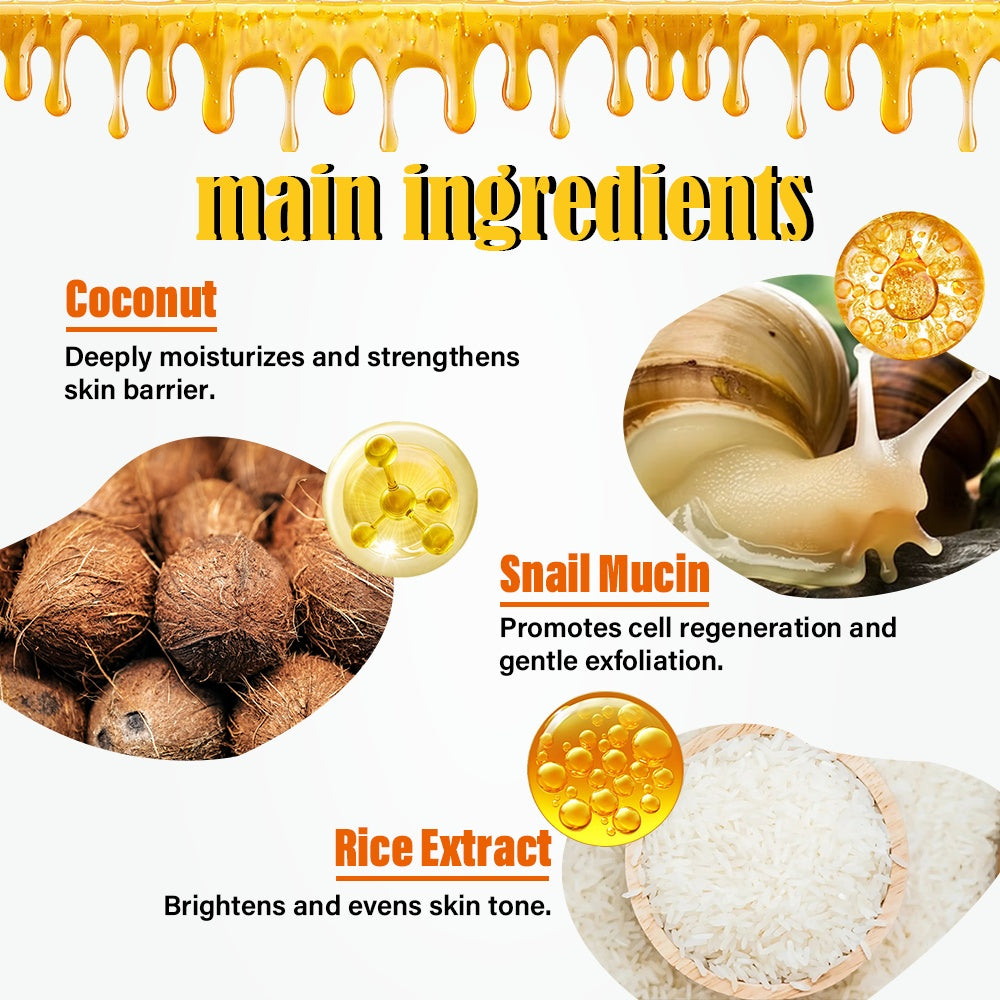 Coconut & Snail & Rice Body Scrub Whitening Skin Care Lightening Face Anti-aging 500ml