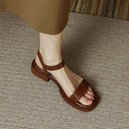 Elegant Chunky Heel Ankle Strap Roman Sandals