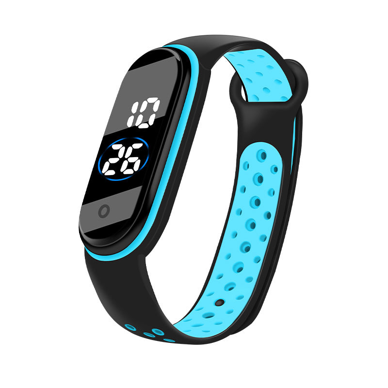 Two-color Band Electronic Watch Youth Sports Watch Boy Swimming Waterproof Led Student Watch