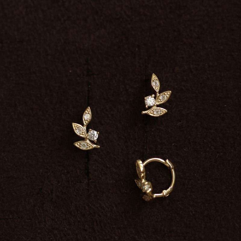 Leaf Earrings S925 Sterling Silver Gold Plated Ear Clip Fashionable All-match Elegant Gentle Design