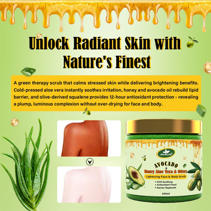 Avocado & Olives Body Scrub Lightening Face Skin Care Whitening Body Surub 500ml