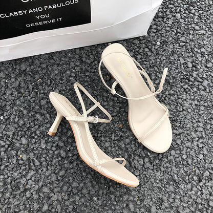 Women's Metal Decorative Stiletto Side Hollow Sandals