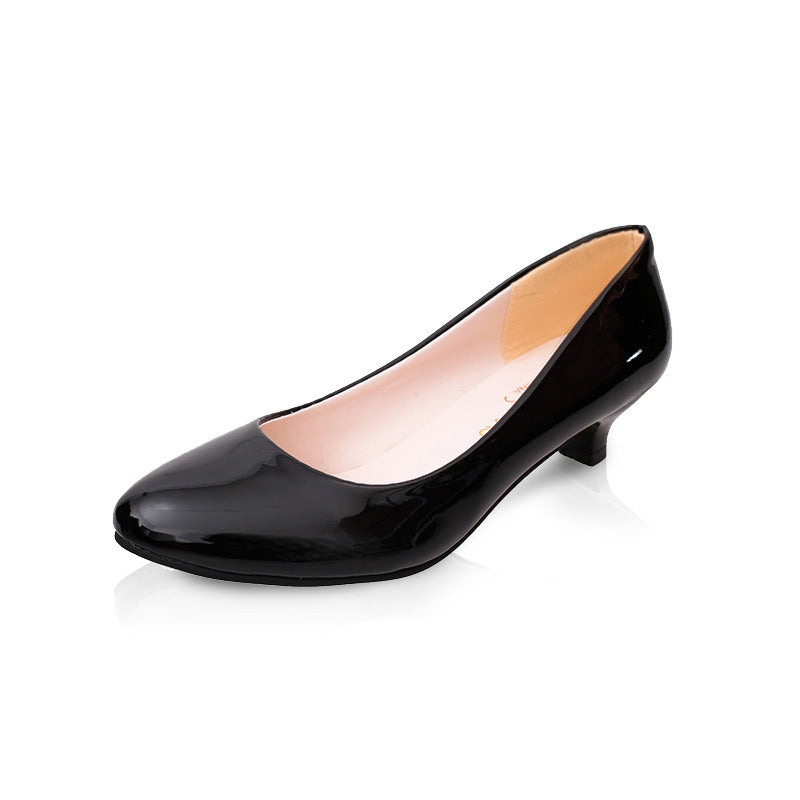 Round Toe Women's Shoes Large Size Thick Heel