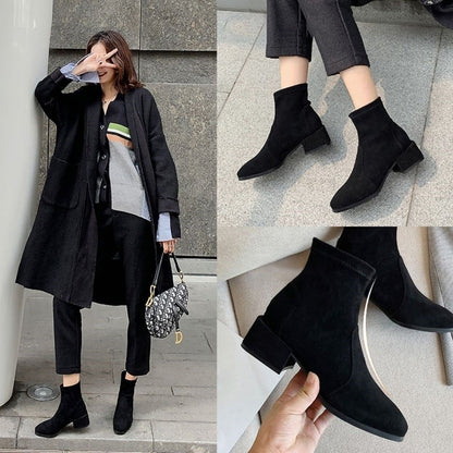 Spring And Autumn Single Shoes Thick Heel Short Boots Autumn And Winter New Wild Martin Boots