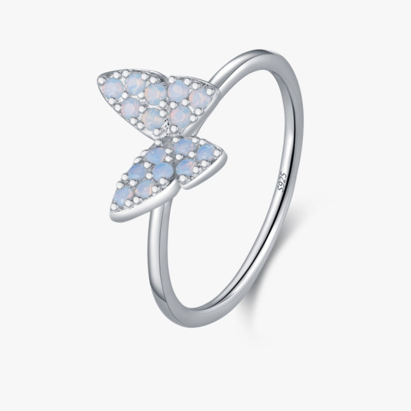 S925 Silver Gentle Fairy Good-looking Crystal Butterfly Ring