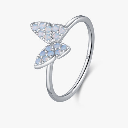 S925 Silver Gentle Fairy Good-looking Crystal Butterfly Ring
