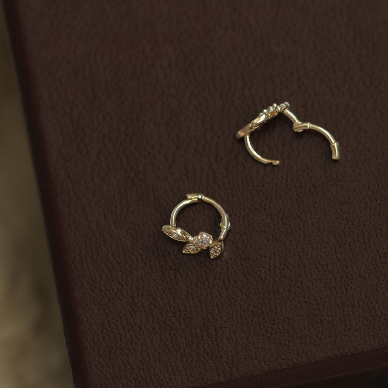 Leaf Earrings S925 Sterling Silver Gold Plated Ear Clip Fashionable All-match Elegant Gentle Design