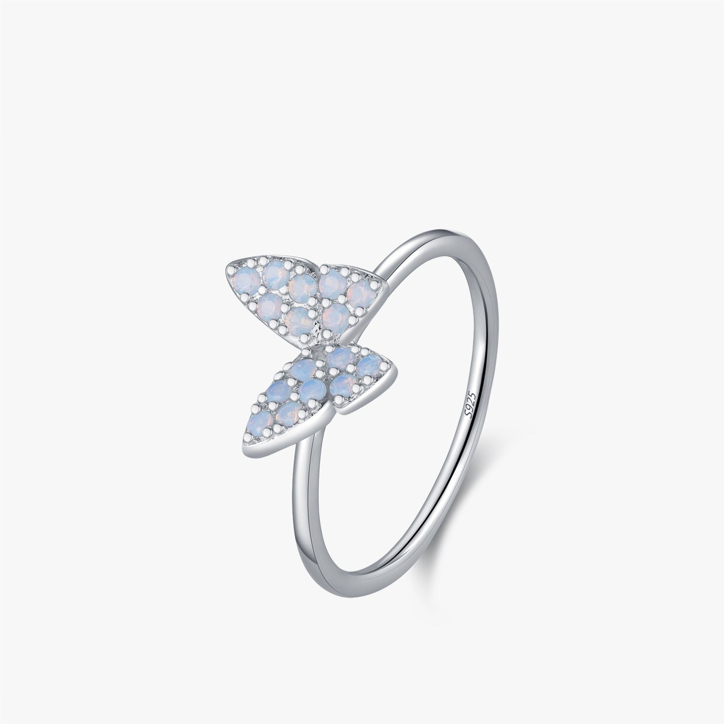 S925 Silver Gentle Fairy Good-looking Crystal Butterfly Ring