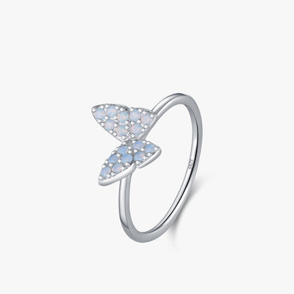 S925 Silver Gentle Fairy Good-looking Crystal Butterfly Ring