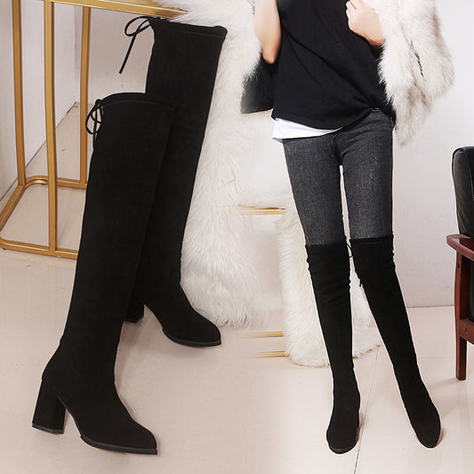 Women's Fashion Elastic Autumn High-heeled Boots