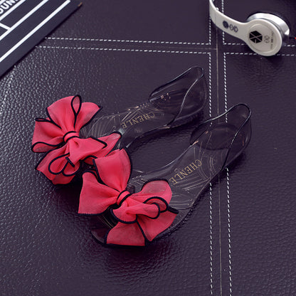 Women's Bowknot Transparent Flat Sandals