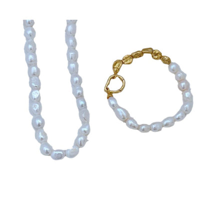 Light Luxury Gentle Elegant Style Irregular Baroque Freshwater Pearl Bracelet Necklace