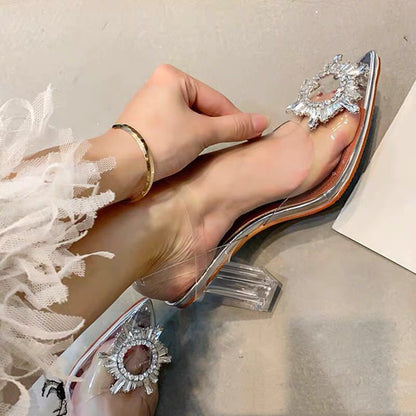 Fashion Chunky Heel Crystal Shoes Sandals