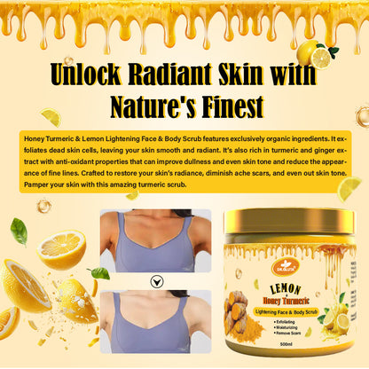 Lemon & Honey Turmeric Body Scrub Lightening Face & Body Whitening Skin Care 500ml