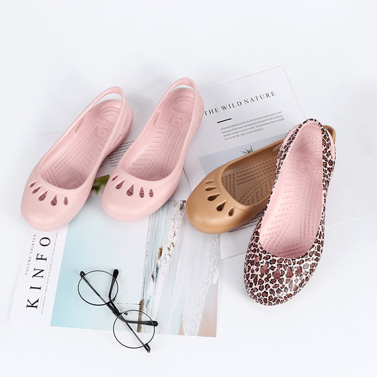 Summer Sandals Women's Flat Heel Hole Shoes Lightweight Non-slip