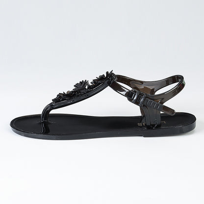 Handmade Flower Plastic Sandals Women's Summer Flip-flops T-shaped Buckle Non-slip