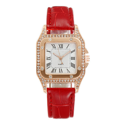 Square Watch Rhinestone Women's Suit