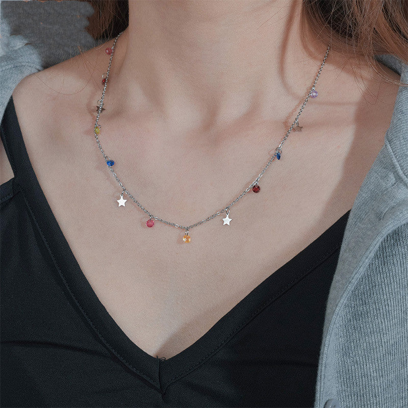 Love Star Exquisite Zircon Gentle Wind Temperament Simple Clavicle Chain