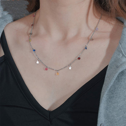 Love Star Exquisite Zircon Gentle Wind Temperament Simple Clavicle Chain