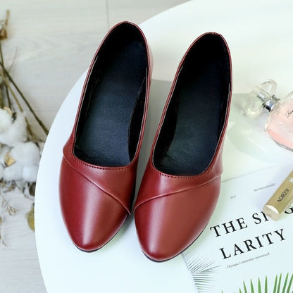Female Low Heel Soft Bottom Comfortable And Non-slip Fashion Leather Shoes