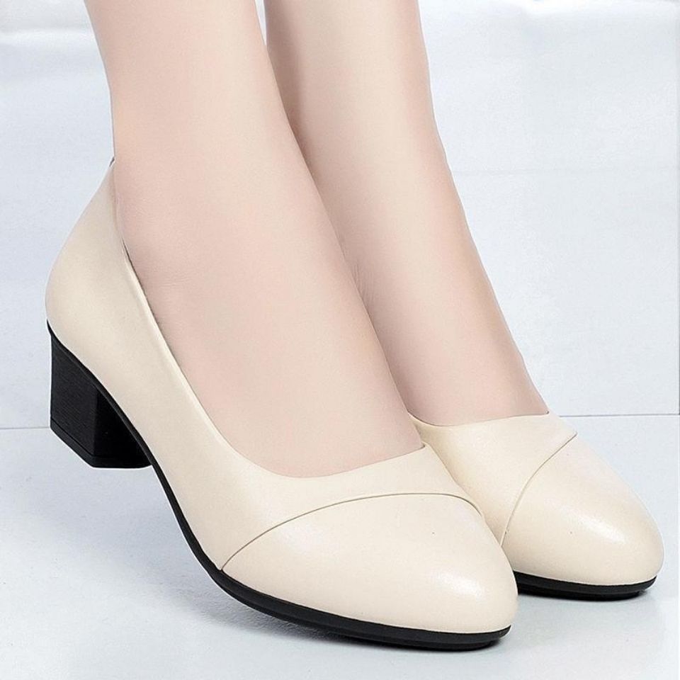Female Low Heel Soft Bottom Comfortable And Non-slip Fashion Leather Shoes