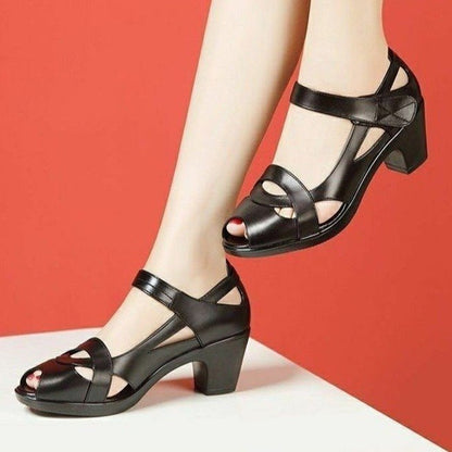 Women's Thick Bottom Soft Bottom Mid Heel Chunky Heel Peep Toe Sandals