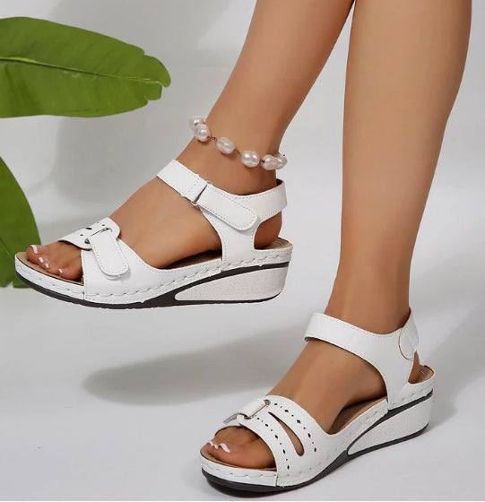 New Large Size Peep Toe Casual Sandals Amazon Hot Roman Style Sandals Women's Outer Wear Velcro Shoes
