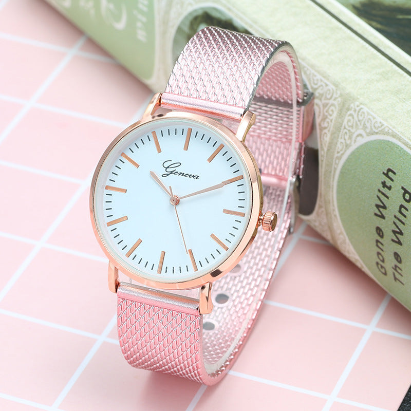 Geneva Watch Dial Plate Mesh Belt Female Minimalist Thin