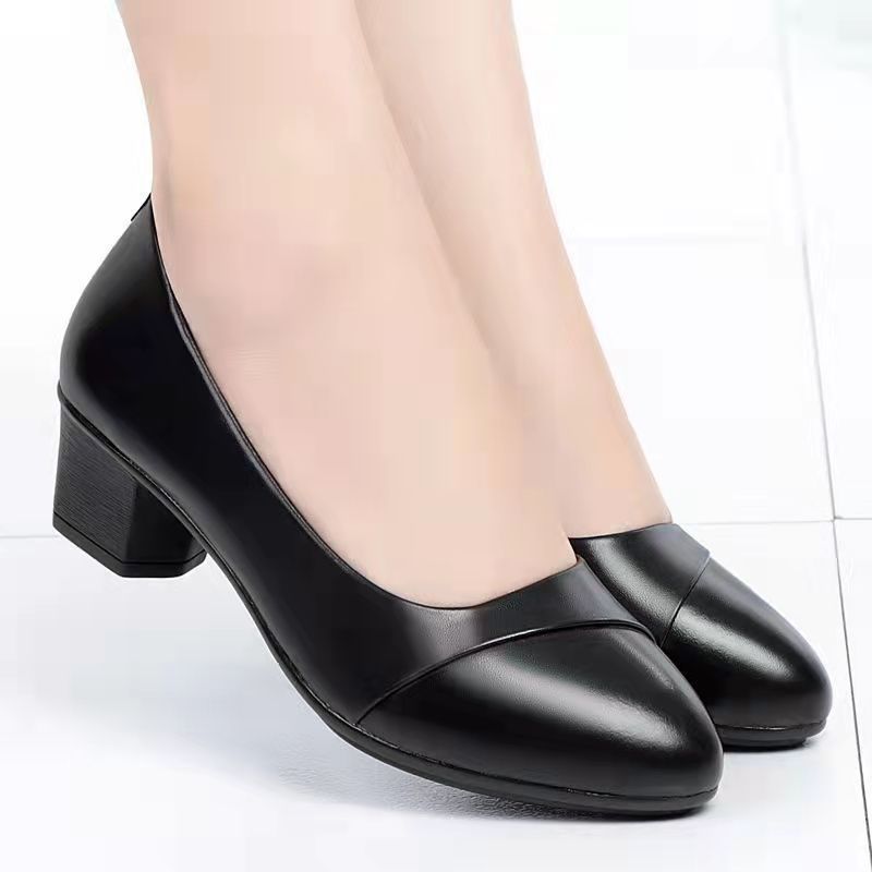 Female Low Heel Soft Bottom Comfortable And Non-slip Fashion Leather Shoes