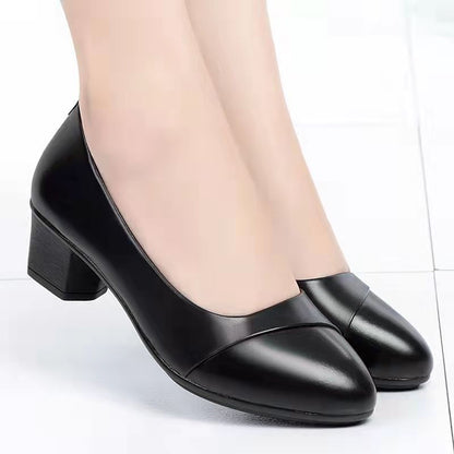 Female Low Heel Soft Bottom Comfortable And Non-slip Fashion Leather Shoes