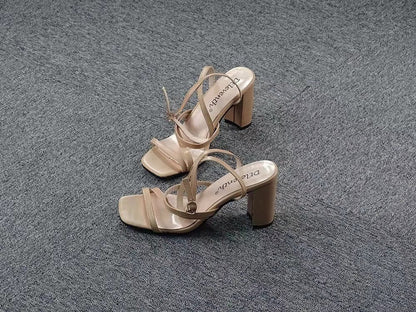 New Thick-heeled Women's Sandals With Thin Straps
