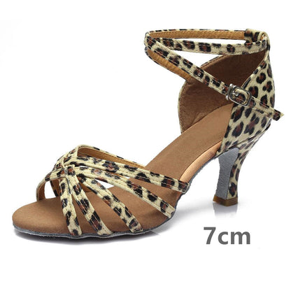 Indoor satin Latin dance shoes