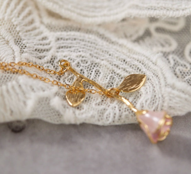 Gentle  Rose Enamel Flowers Titanium Steel Necklace